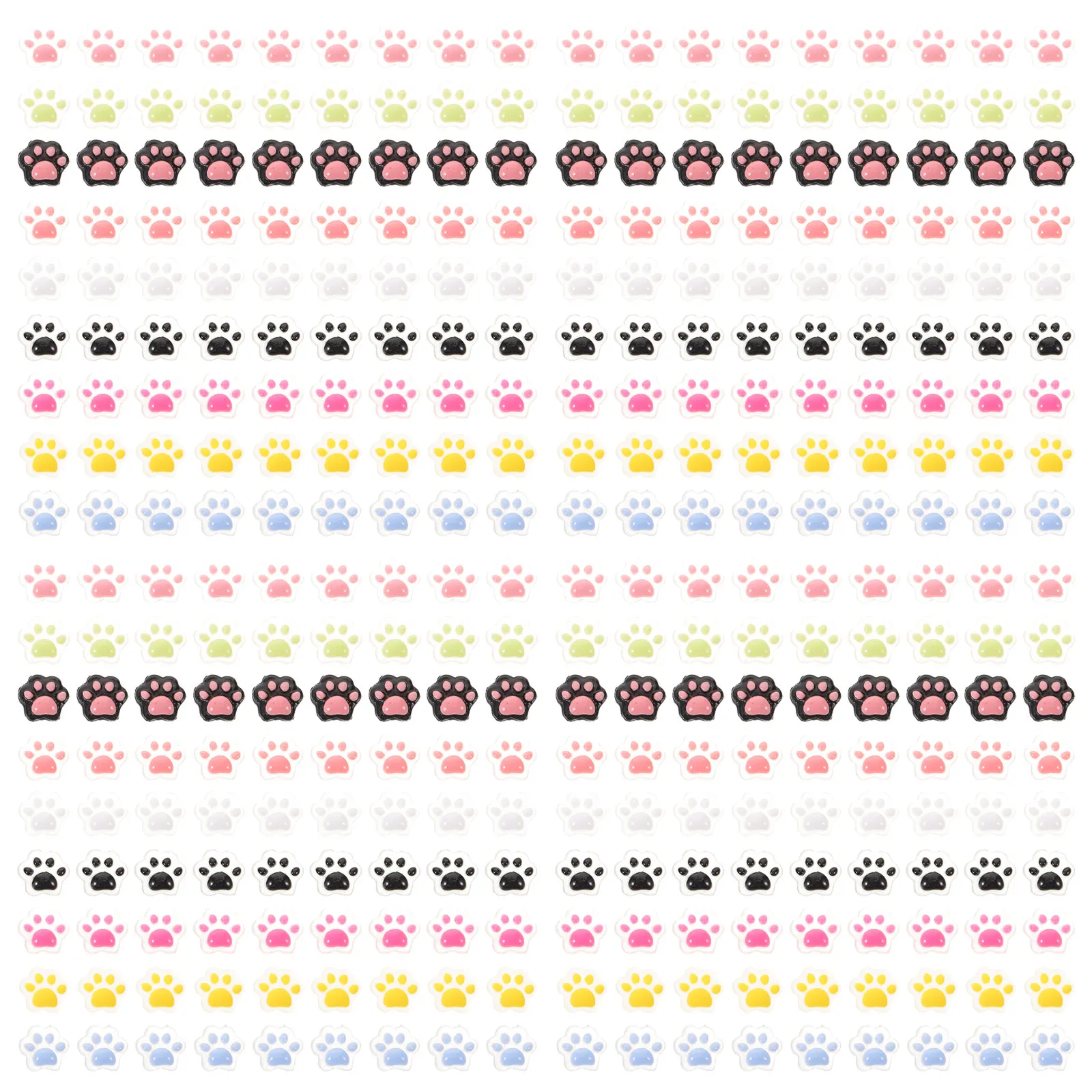 

180Pcs Mini Garden Decor Flatback Cat Paw Charms 9 Colors Cute Resin Footprint Embellishments for DIY Fairy Garden Craft