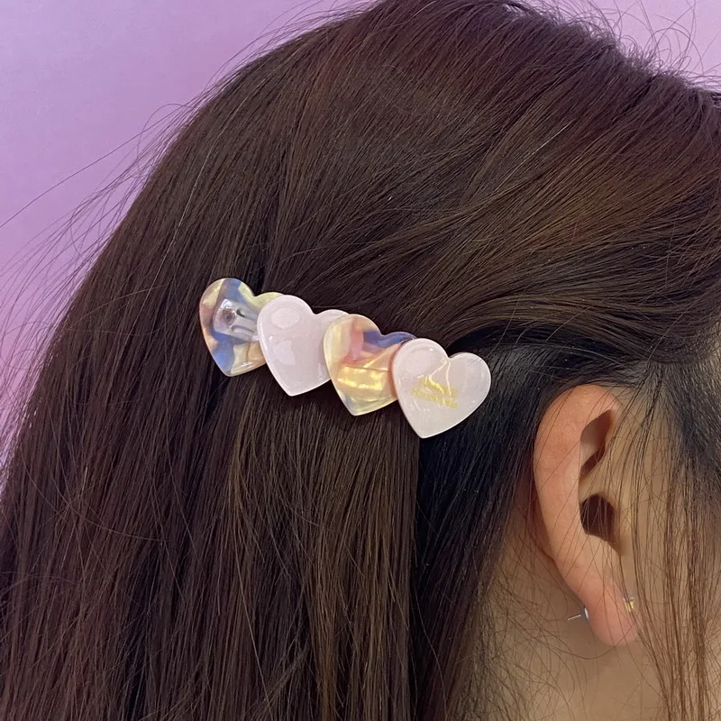 Korea Acetat Herz Haar Clips Für Frauen Rosa Haar Pins Und Clip Mädchen Bogen Haarspange Leopard barrettes Dame Halb Haarnadel Kopfschmuck – Detail 3