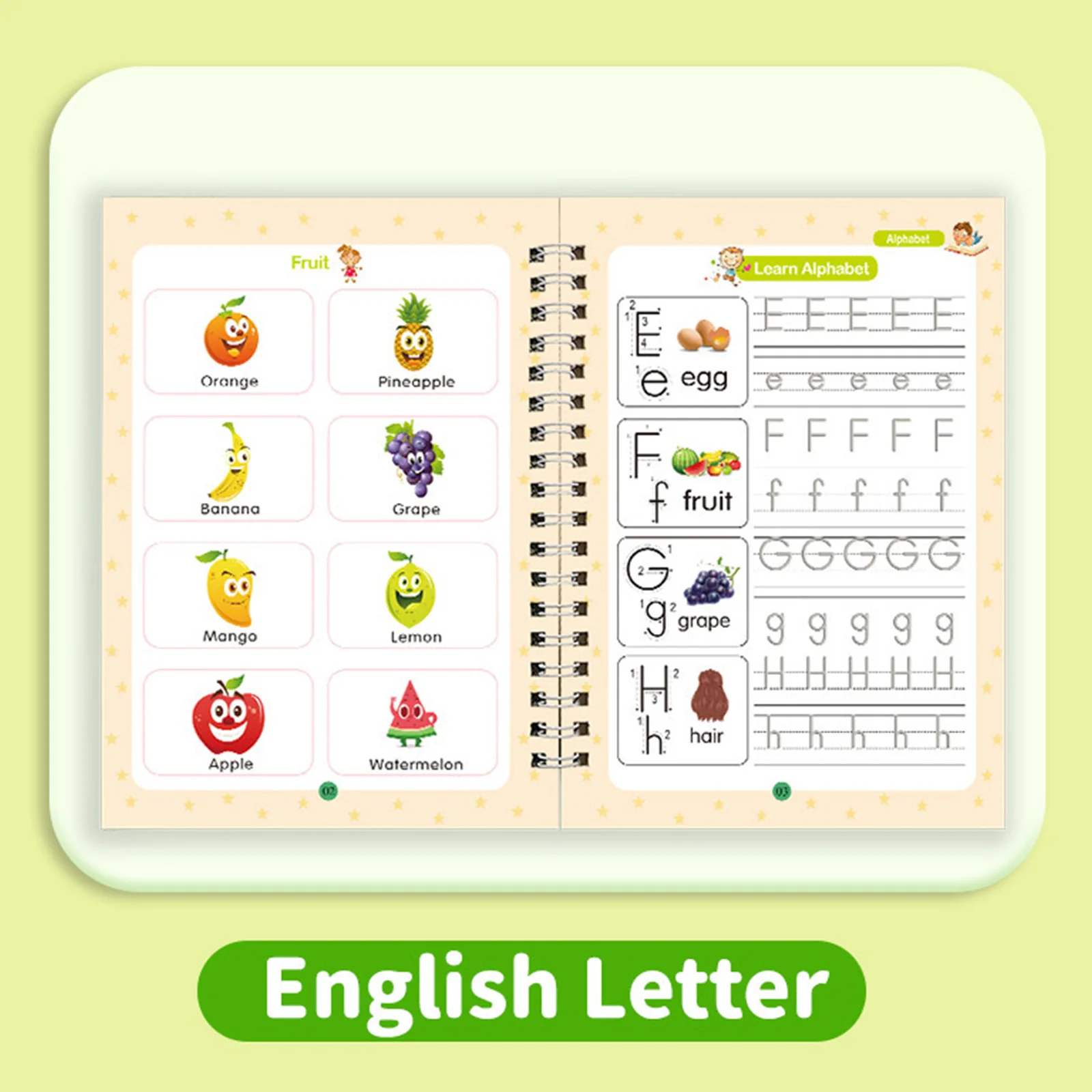 4 قطع من كتاب ممارسة الكتابة السحري المزخرف القابل لإعادة الاستخدام، كتاب تتبع الحروف، كتاب ممارسة الكتابة اليدوية للأطفال #5