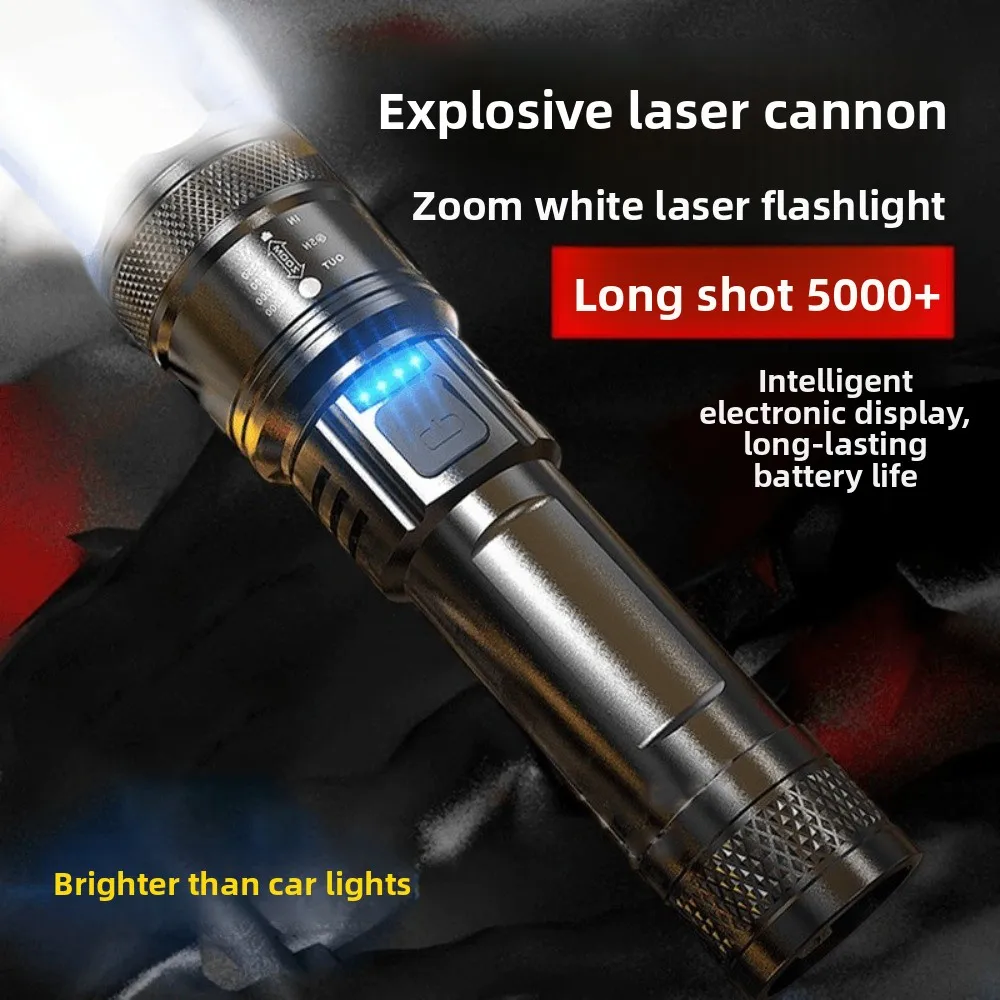 Torcia ricaricabile ultra resistente a lungo raggio per la messa a fuoco e la modifica della pattuglia all'aperto Proiettore laser estremamente luminoso