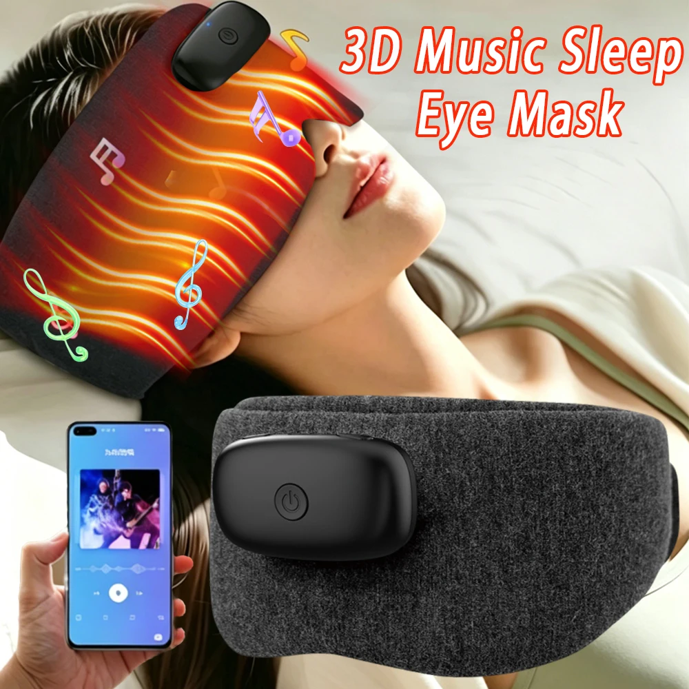 

3D Block Out Light Sleep Mask Bluetooth Music Surround Eye Massager Heating Eye Mask Relieves Fatigue Dark Circles Eyepatch