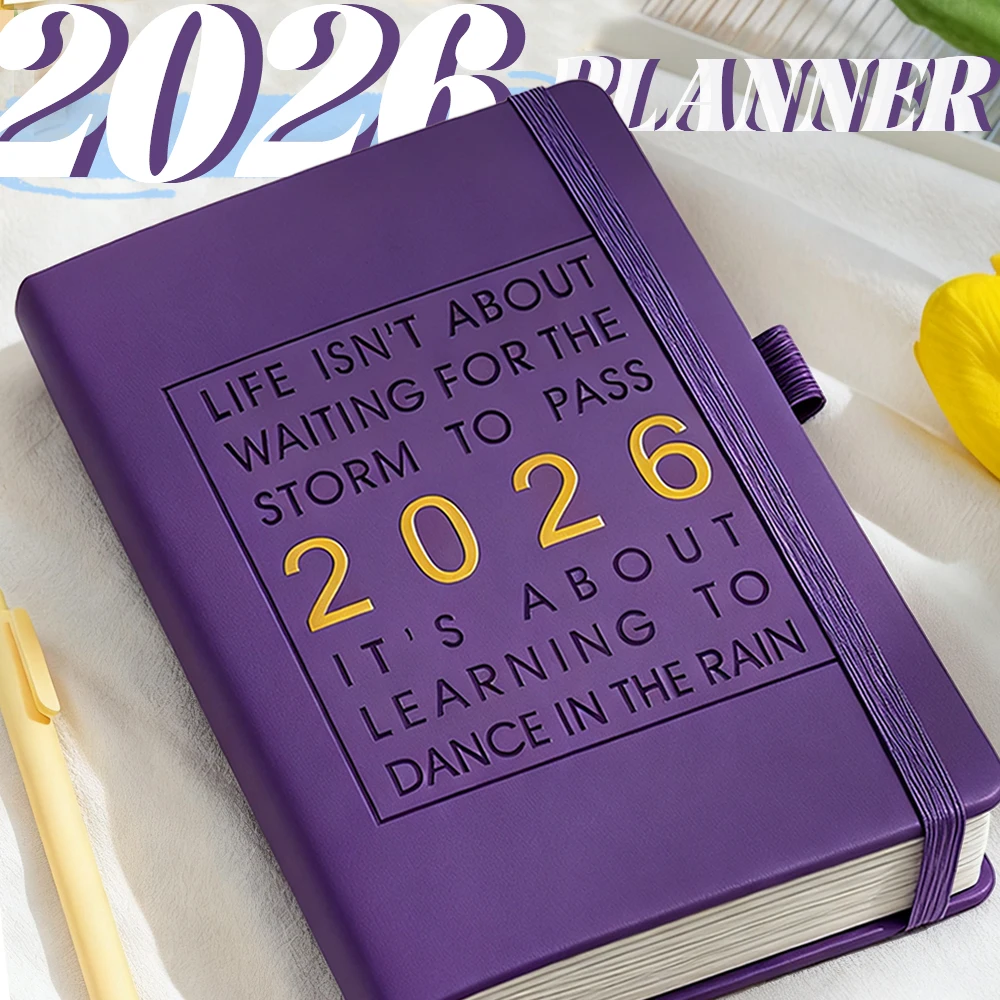 2026 مخطط A5 جدول الأعمال 412 صفحة بولي أغطية أغطية جلد شهري أسبوعي جدول يومي منظم الأعمال دفتر المجلات هدية مذكرات