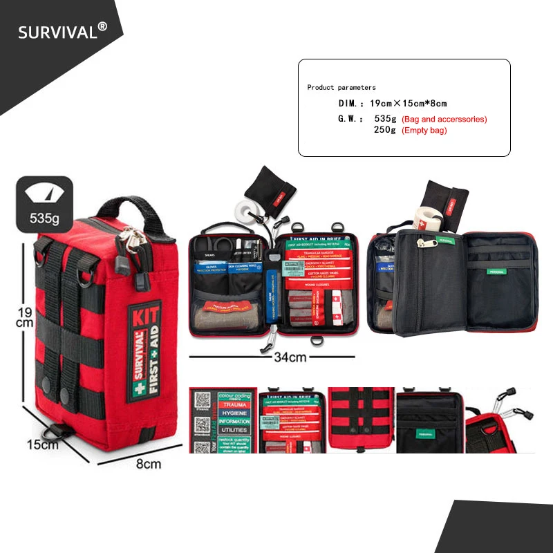 Mini Home First Aid Kits Potable Medical Trauma Care Kit Car Emergency Kits Outdoor Rescue Gear Survival Kit for Camping Hiking