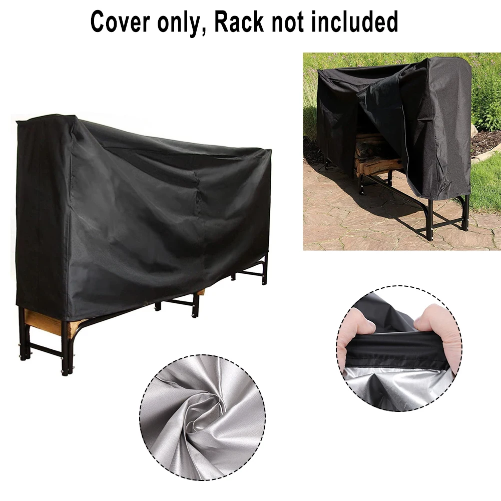 8ft Waterproof Firewood Cover for Lumber Log Rack Outdoor Storage Holder with Reinforced Handles and Dual Air Vents