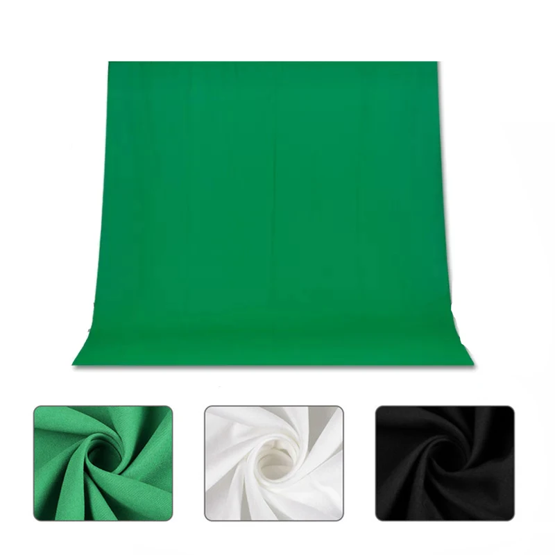 Photography Green Screen Backdrops Green/White/Black/Blue/Grey Muslin Polyester-cotton Professional Background for Photo Studio