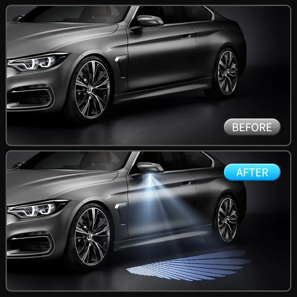 مرآة الرؤية الخلفية للسيارة ضوء ترحيبي ، ضوء إسقاط السجاد ، شعاع الليزر ، عالمي ، شفرة ، 2 144