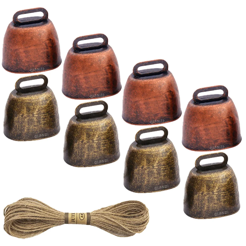 Afbeelding 4: BUTIFULSIC 1 set metalen paard schapen koe bel huisdier training jingle boerderij dier brons miniatuur touw accessoire