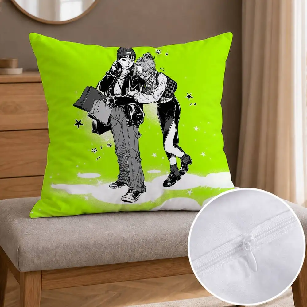 Comic strip KiniOto Green Yuri Laser Double-sided Printed Square Decorative Cushion Cover for Sofa Living Room Home Decor