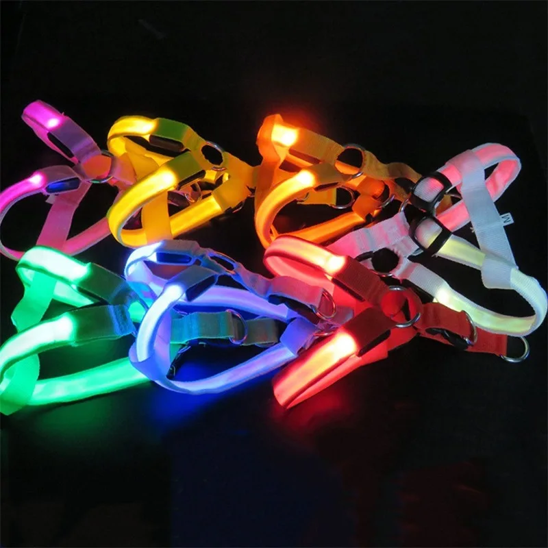 Pet LED Lumious Harness Dog Glowing Light Harness Puppy Flashing Harness Leash Rope Belt Dog Cat Collar Vest Product arnes perro