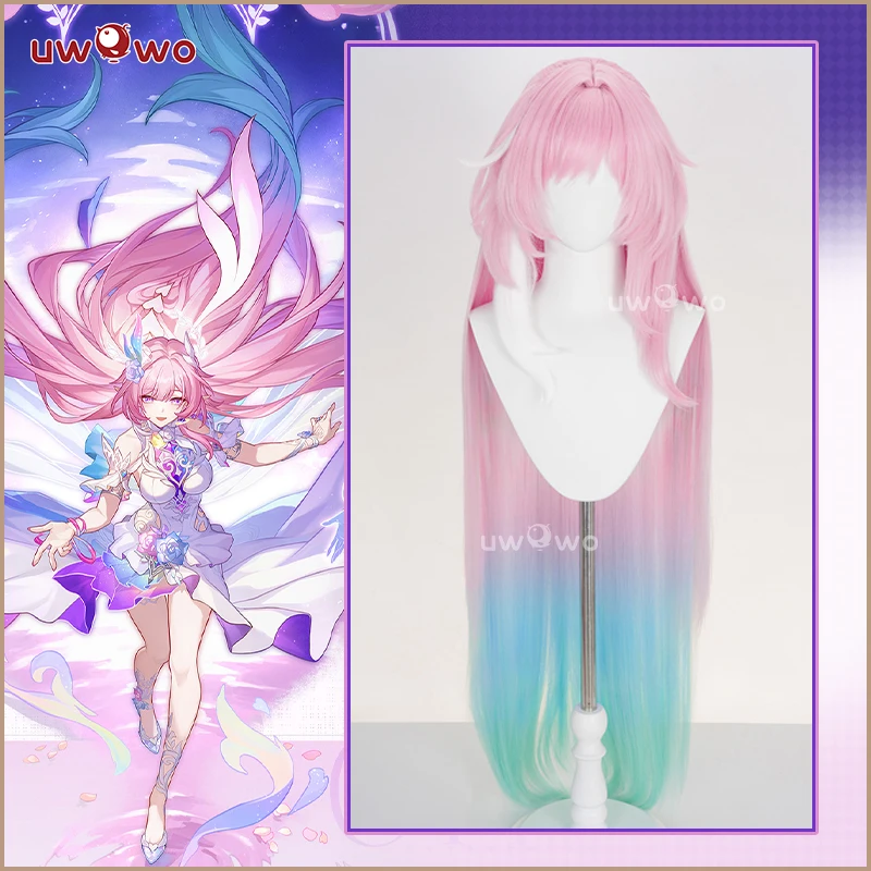 

UWOWO Cyrene Wig Game Honkai Star Rail Cyrene Cosplay Wig Long Hair Pink and Blue and Green gradient Hair Halloween Wig