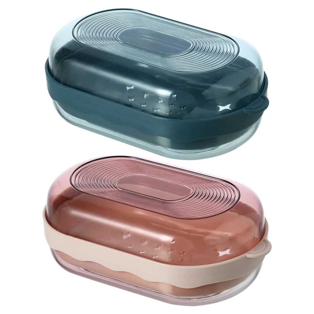 

2Pcs Detachable Soap Holder Box Pragmatic Design for Bathroom Kitchen Long Term Use Sponge Storage Gift Soap Container