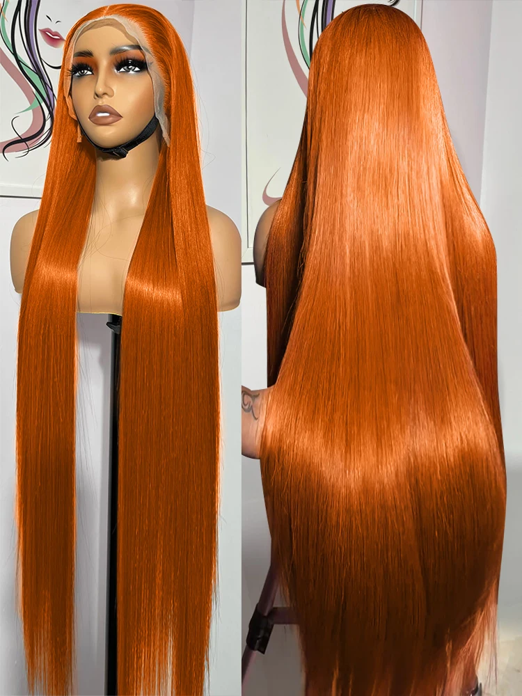 Melodie 220% HD 30 40 Inch 13x6 Lace Front Ginger Orange Bone Straight Human Hair Wigs 13x4 Transparent Lace Frontal Wig