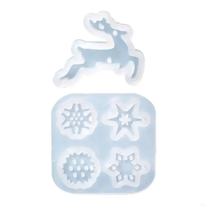 

A9BF Snowflake Deer Earring Pendant Mould Accessories Silicone Pendant Moulds