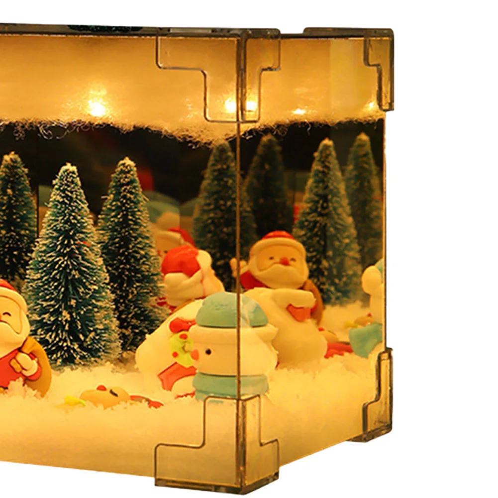 Santa Claus Night Light Material Package Cube Design Nightlight Christmas Lighting Decoration for Indoor Festive Decor