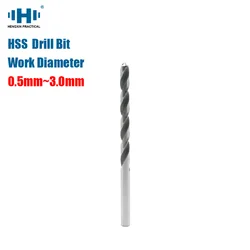 HENGXIN-Perceuse hélicoïdale fine HSS, tige droite, micro tige droite, outils à bois, perceuses électriques, tour CNC, 0.5mm, 3.0mm, 10 pièces