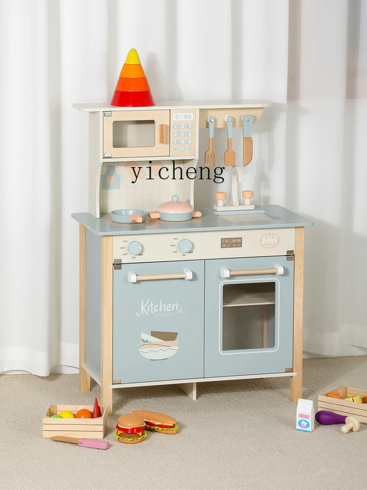 Tqh Children Play House Kitchen Toy Simulation Tool Cooking Wooden Kitchenware Birthday Gift