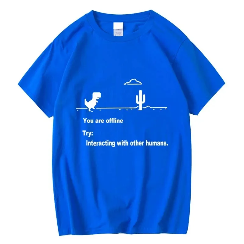 Men's High Quality Cotton Blend Funny Dinosaur Print T Shirt Loose O-neck Men Tshirt Short Sleeve T-shirt Male Tees Tops view 3