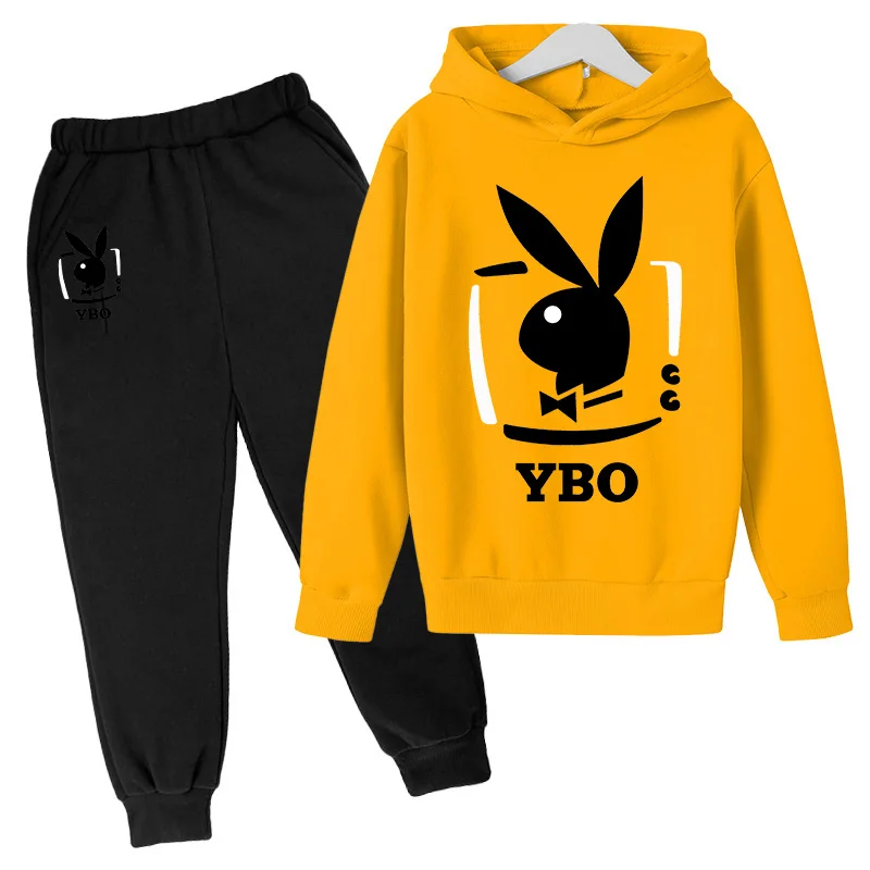 

Spring and Autumn Hoodies, Sporty Fashion, Casual Hoodies, Pants, Cute Rabbit Street Comfortable Children's Set, Two Piece Set