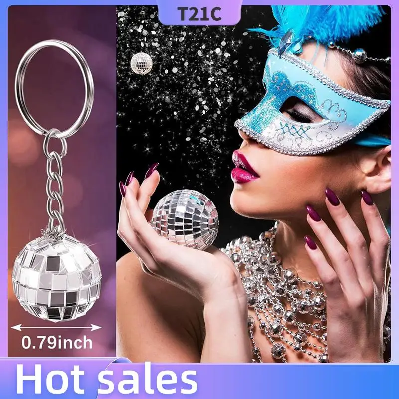 

T21C 144Pcs Set Disco Ball Keychain Mirror Keyring Reflective Ball Key Chain Pendant