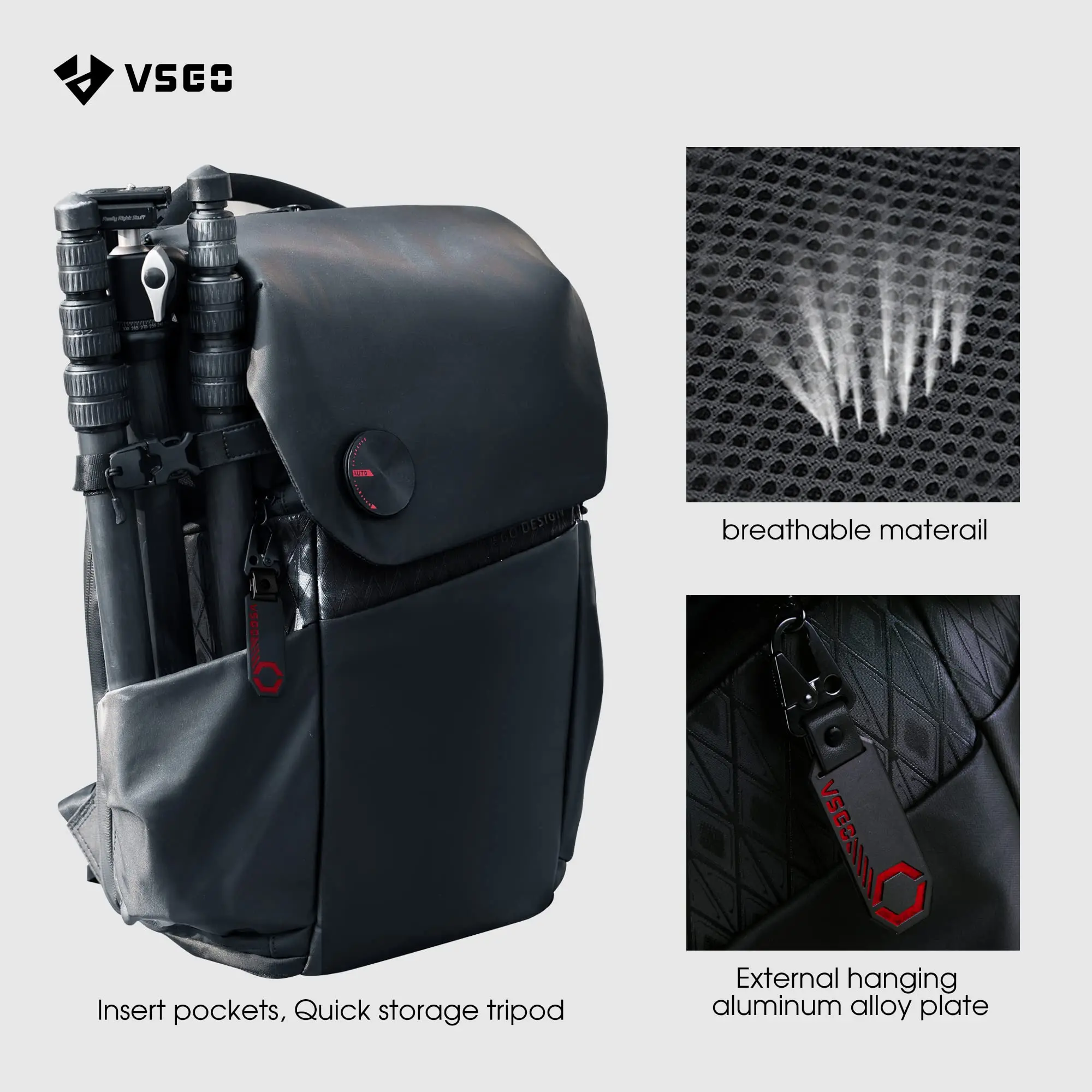 VSGO Camera and Drone Backpack Waterproof 16L Compatible for Sony Canon Nikon Camera, DJI RS3 Stabilizers Lens Tripod Accesories