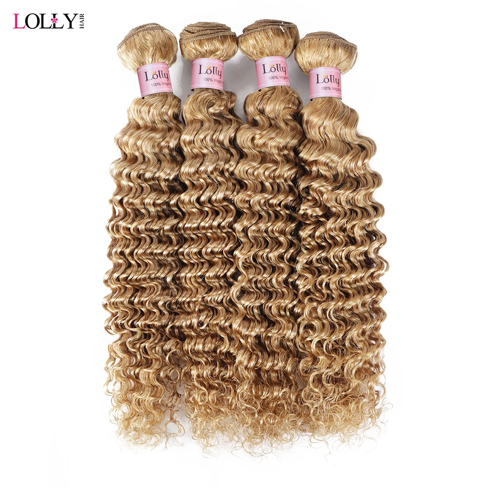 #27 Honey Blonde Bundles Deep Wave Hair Bundles Brazilian Hair Weave Human Hair Bundles Deep Wave Hair Bundles 3/4 Bundles