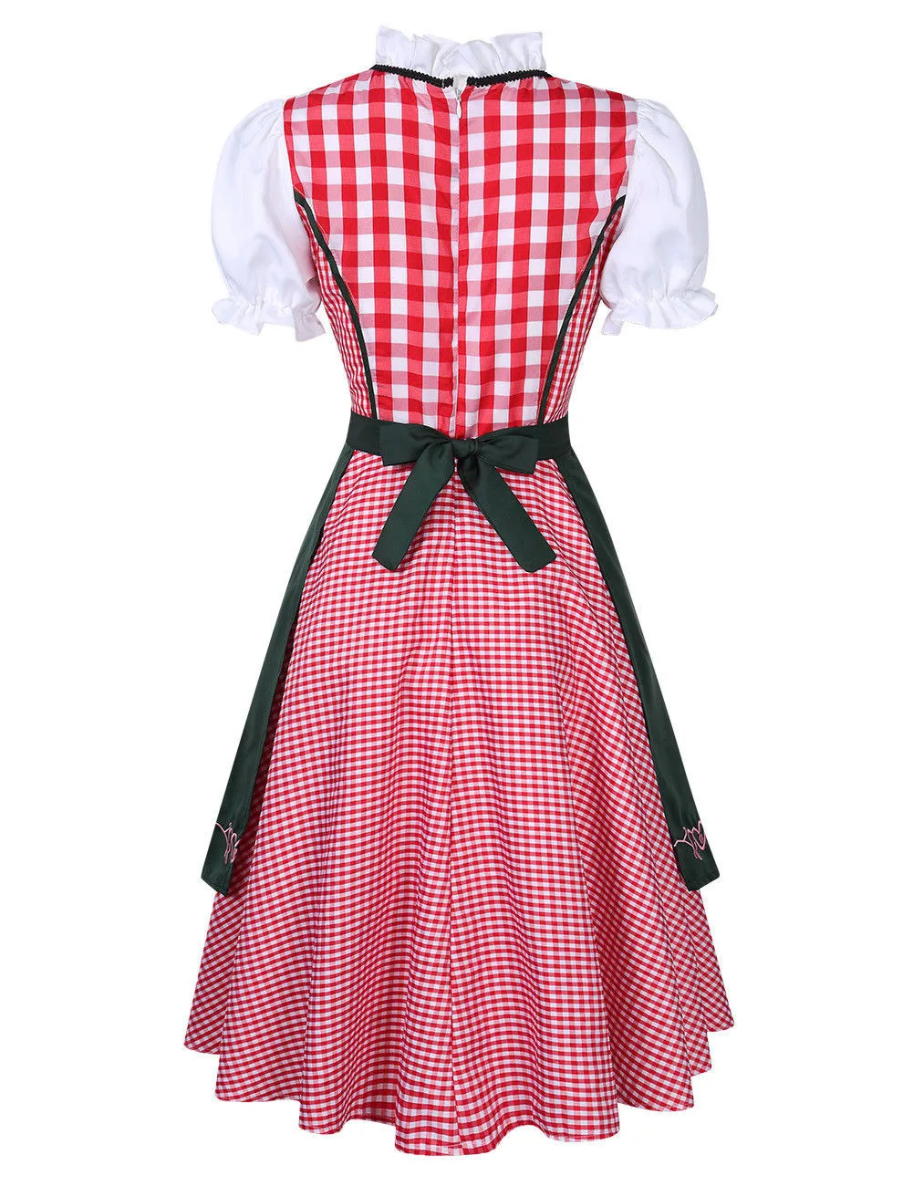 Costume de Lady Dirndl Oktoberfest, robe de soirée de paupières d'Halloween, costume national bavarois, vêtements à carreaux roses, cosplay de carnaval, nouveau