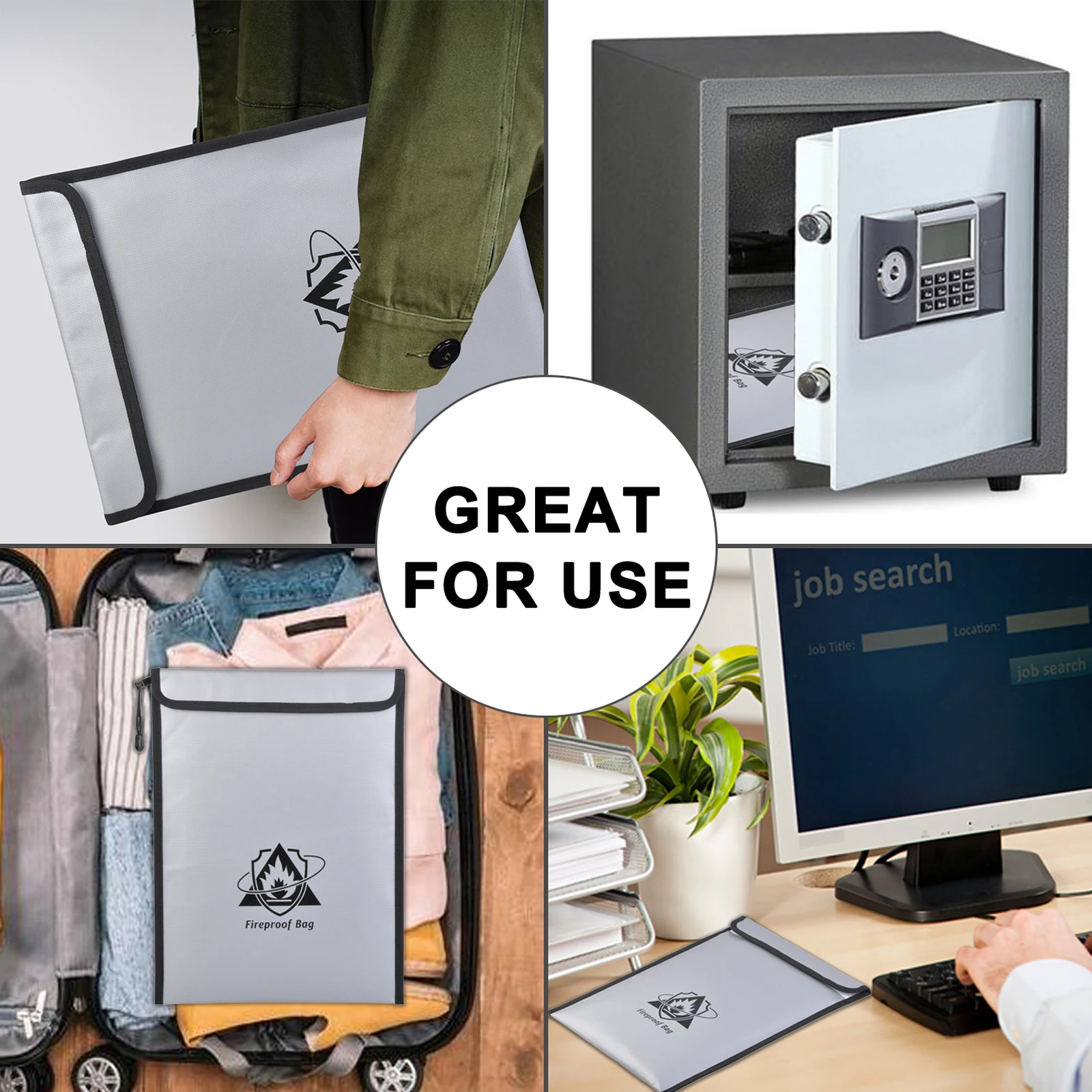 Огнестойкая сумка для хранения документов, 15x11 дюймов, водонепроницаемая огнестойкая безопасная сумка-конверты для наличных, ювелирных изделий, паспортов, ценностей