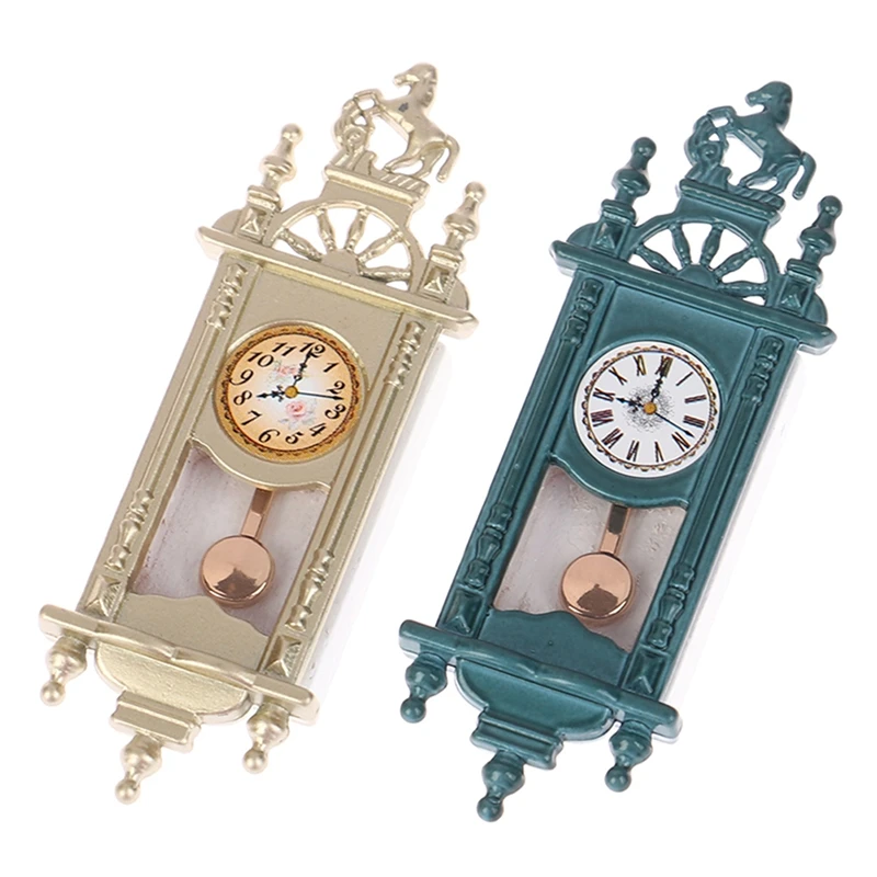 1/12 Doll House Scene Props Miniature Retro Roman Clock Pendant Clock Living Room Decoration Play House Accessories