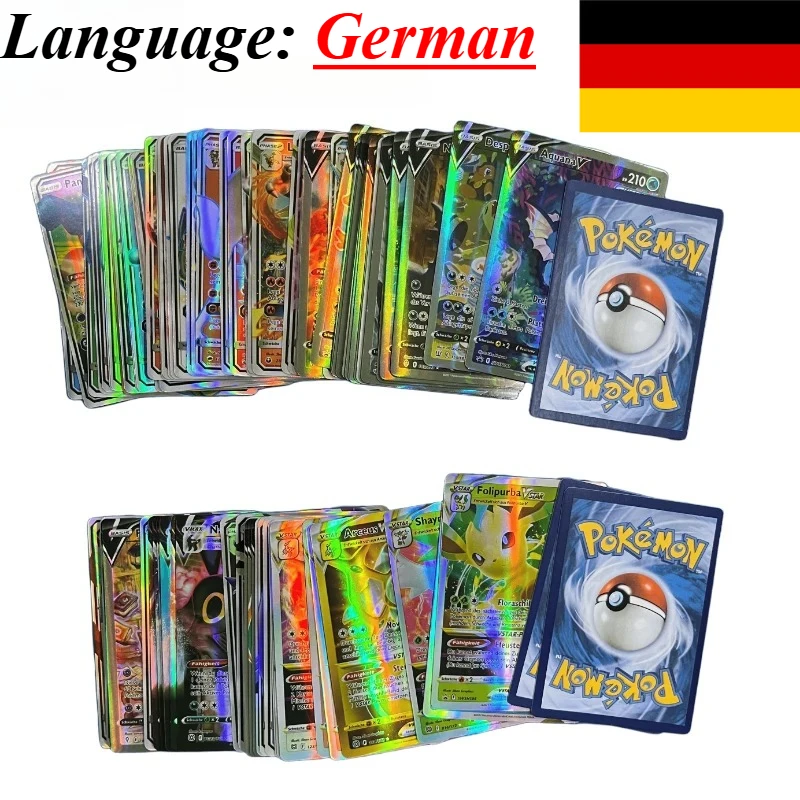 (الكورية/الإسبانية/الألمانية/الفرنسية/الإنجليزية) بوكيمون TCG GX Vmax VSTAR EX Shining Tag Team Battle Trading Collection Battle Cards