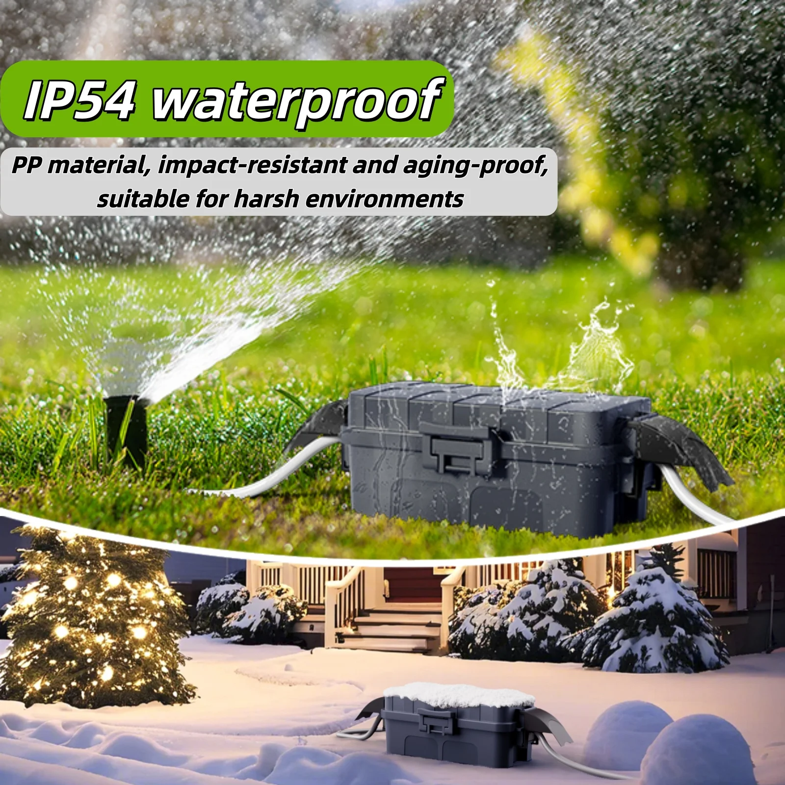 

2 шт. прочных водонепроницаемых (IP55) защитных кожухов для удлинителей – уличные электрические коробки для насосов для бассейнов и праздничного декора