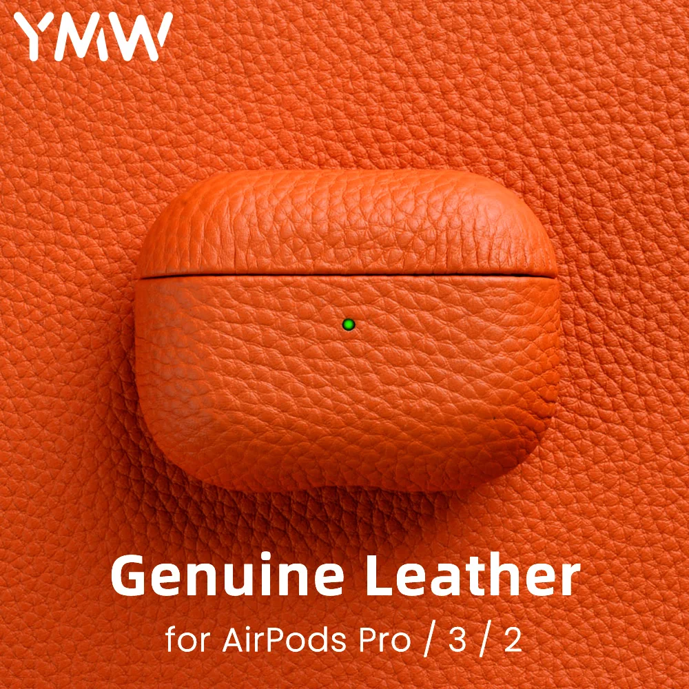 Echtem Leder Für AirPods Pro Fall Bluetooth Kopfhörer Fall für Apple AirPods 3 2 Zubehör Lychee Muster Natürliche Rindsleder