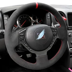Hand-stitched Suede Car Steering Wheel Cover for Nissan GTR GT-R R35 Nismo 2008-2016 Full Coverage Steering Wheel Accessory