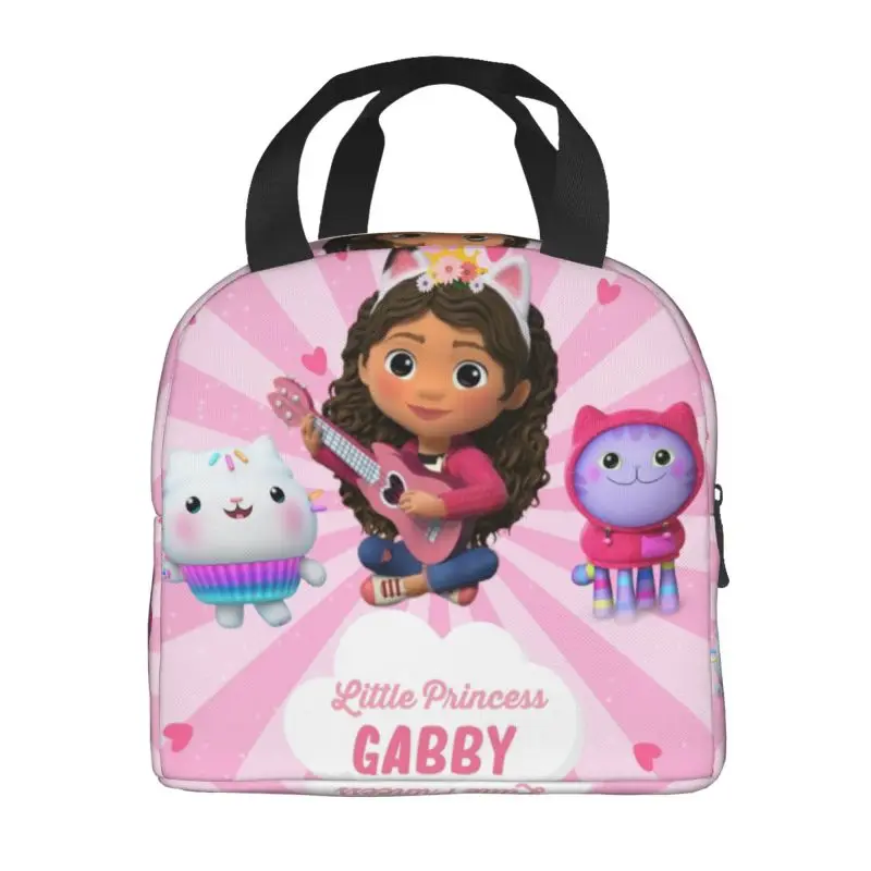 Funny Gabbys Dollhouse Insulated Lunch Bags for Camping Travel Cartoon Cats Animals Waterproof Cooler Thermal Bento Box Children