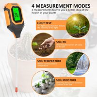 Digital 4 In 1 Soil PH Meter Moisture Monitor Temperature Sunlight Tester for Gardening Plants Flower Farming with LCD  Digital