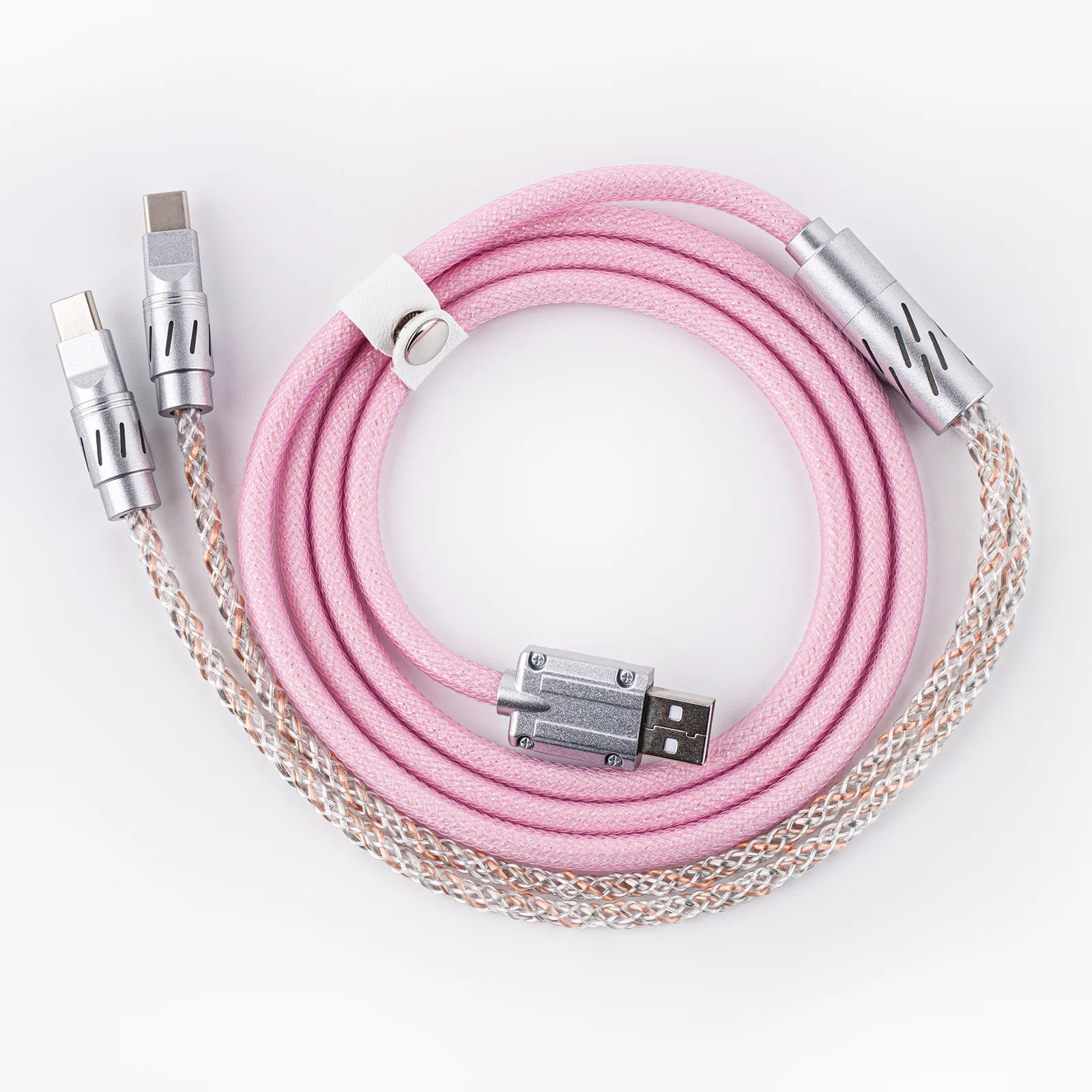 EPOMAKER Gloss 1,5 m 2-in-1 gevlochten kabel voor twee apparaten met RGB-verlooplicht voor toetsenbord/muis