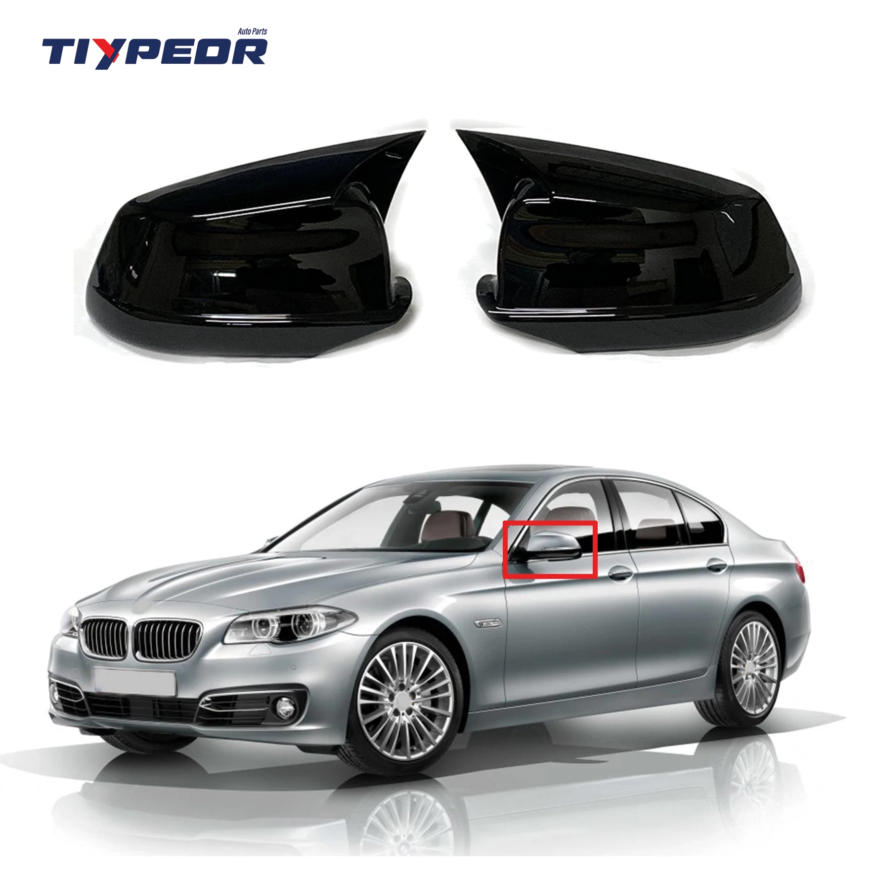 For BMW 5 Series F10 2011 - 2013 Side Mirror Cover Glossy Black Replacement Style Rearview Mirror Decoration 2012