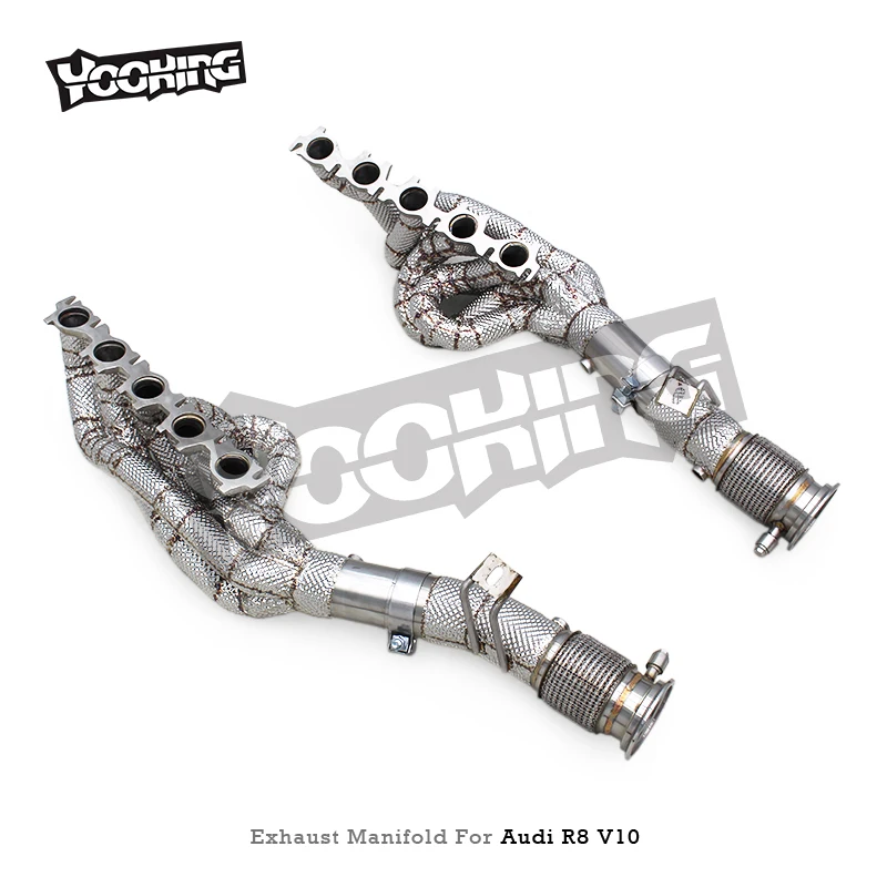 Race Exhaust Header for Audi R8 V10 5.2L 2020-2024 Heat Shield Stainless Steel Street Manifold With OPF