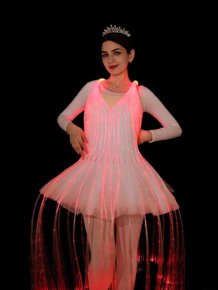 Full Colorful Fiber Optic Ballet Costume Luminous Dress Color Change Remote Control DIY GOGO Show Costume Performance Dres