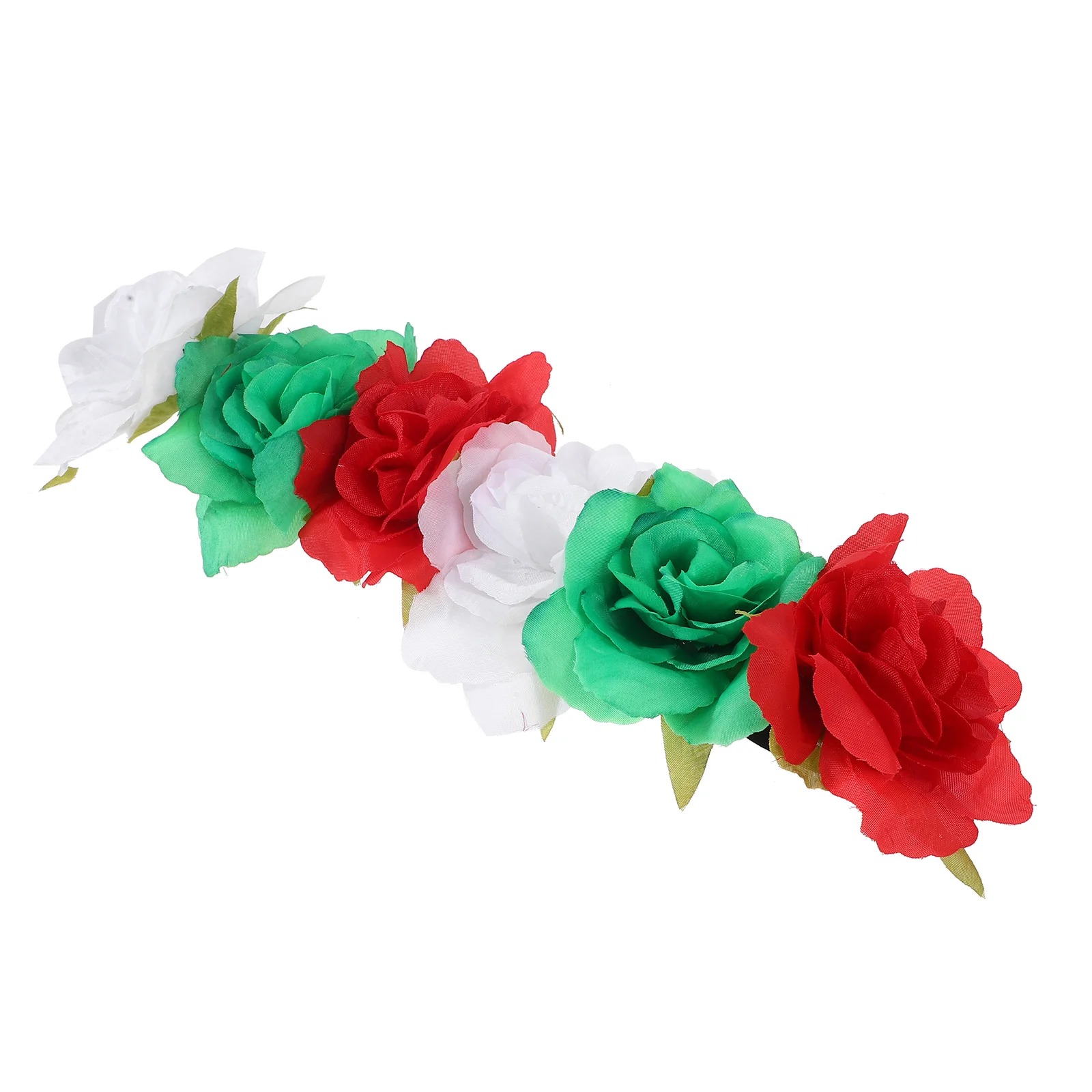 

Floral Headband Headpiece Simulation Flower Garland Crown Hair Wreath for Festival Party Holidays (Red White Green)