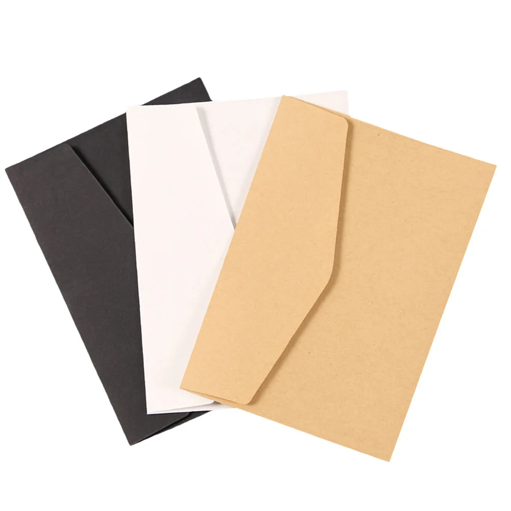 

24Pcs Kraft Paper Postcard Envelopes Vintage European Style Black White Beige Wedding Shower Graduation Celebration