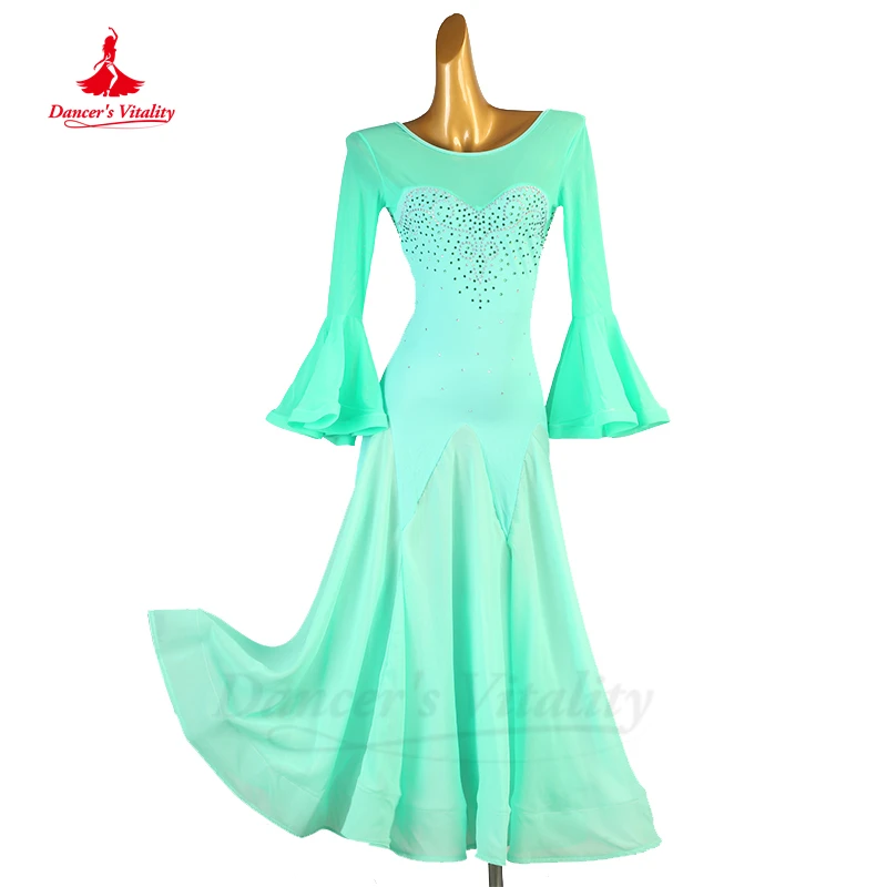 

Ballroom Dance Competition Dresses Customsized Half Sleeves Waltz Social Dancing Costume for Women Ballroom Performance Skirt