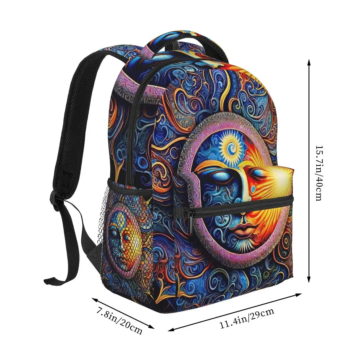 Cosmic Harmony Sun And Moon Mandala Backpacks Boys Girls Bookbag Children School Bags Cartoon Laptop Rucksack Shoulder Bag