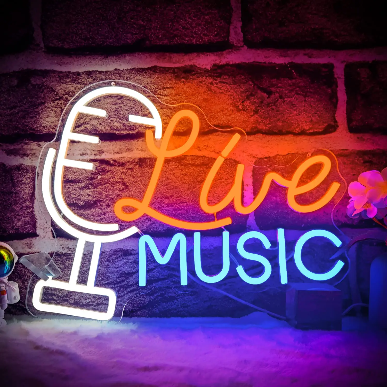 Live Music Neon Light Microphone Led Sign Party Pub Dining Melody Studio Room Bedroom Home Bar Restaurant Shop Wall Decoration