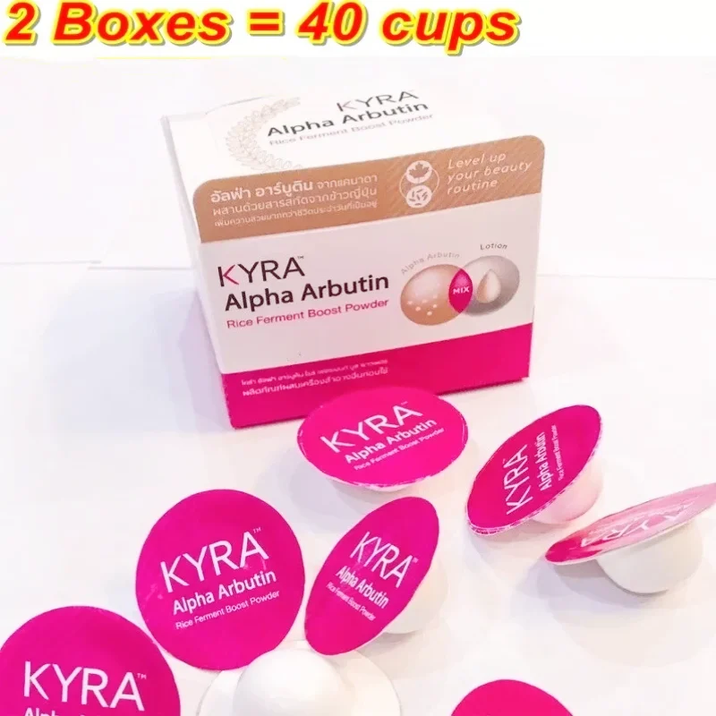 2X Kyra Alpha Arbutin 3Plus Powder Mix Lotion Anti-Aging Reduce Black Spots Blemishes Bright White Smooth Soft And Aura Skin