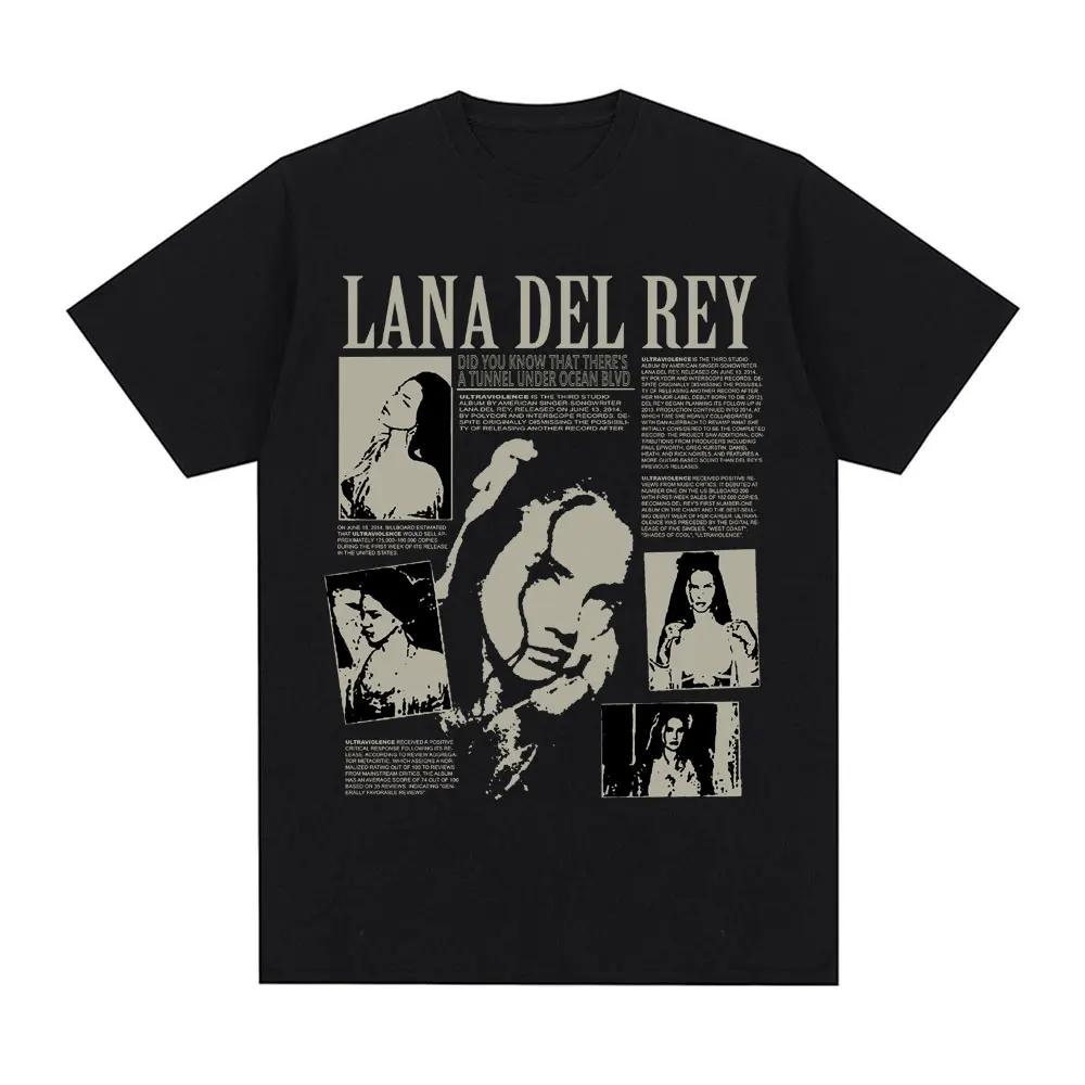 Singer Lana Del Rey Music Album Did You Know That There\'s A Tunnel Under Ocean Blvd Oversized T-shirt Men Women Fashion T-shirts