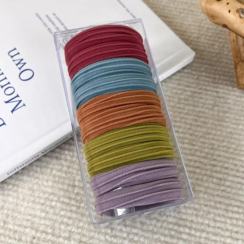 new high elastic durable rubber band female simple high ponytail hair rope head rope high-grade sense hair rope 10 pieces a set