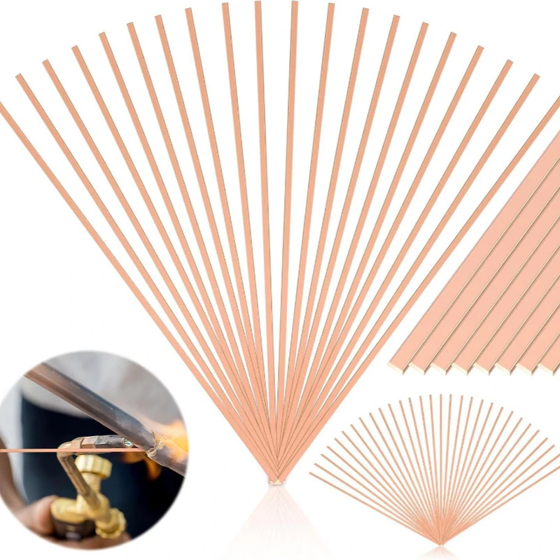 Phosphor Copper Welding Rods Flat Brass Welding Rod Flat Copper Electrode Welder Wire Self Fluxing Tube Brazing Soldering Stick
