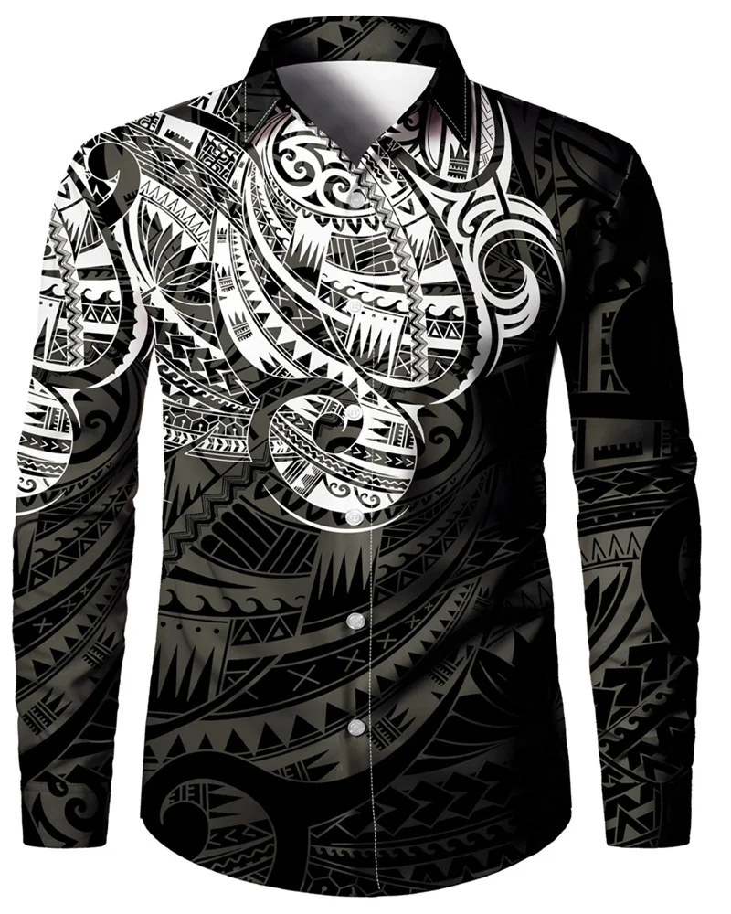 

Новая мужская винтажная модная классическая рубашка Four Seasons, повседневная складная рубашка на пуговицах, вечерняя рубашка с этническим принтом