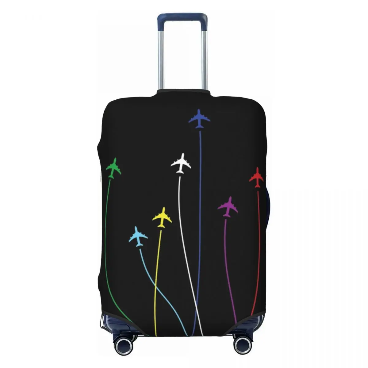 

Fashion Rainbow Airplanes Flying On Eachother Luggage Cover Protector Washable Aviation Fighter Pilot Travel Suitcase Covers