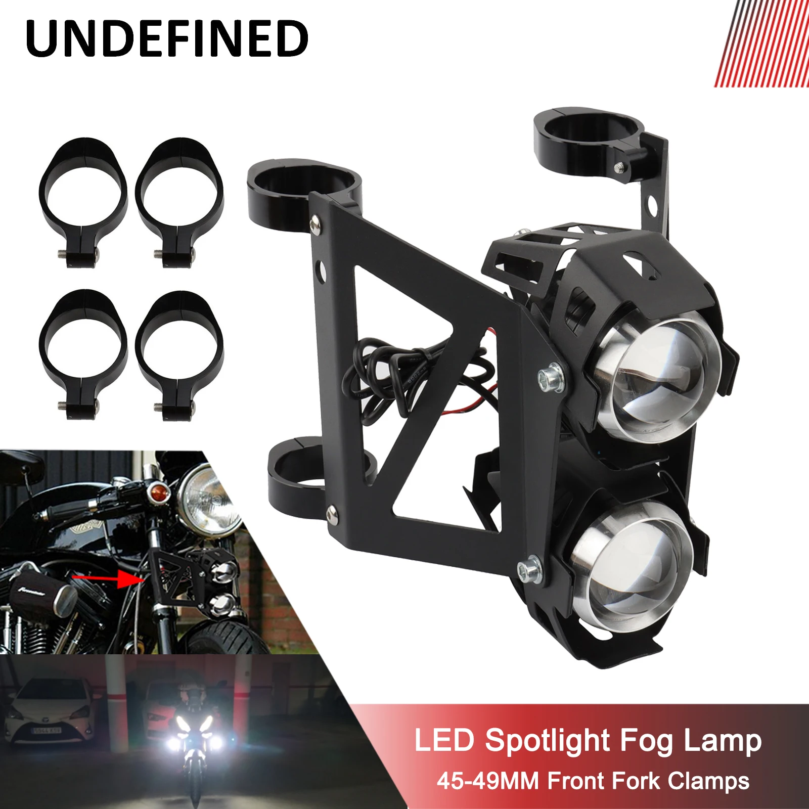 

Motorcycle Fog Light LED Spotlight Auxiliary W/ 45mm-49mm Headlight Fork Clamp For BMW Kawasaki Honda Dirt Bike Chopper ATV UTV